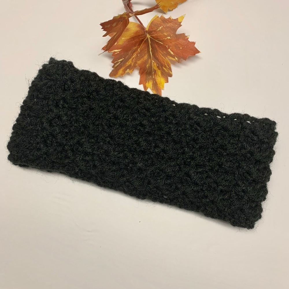 Knitted Headband Hairband Handmade Black Women’s